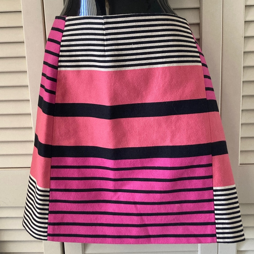 Loft NWT Pink Black Striped A-Line Skirt Sz 4